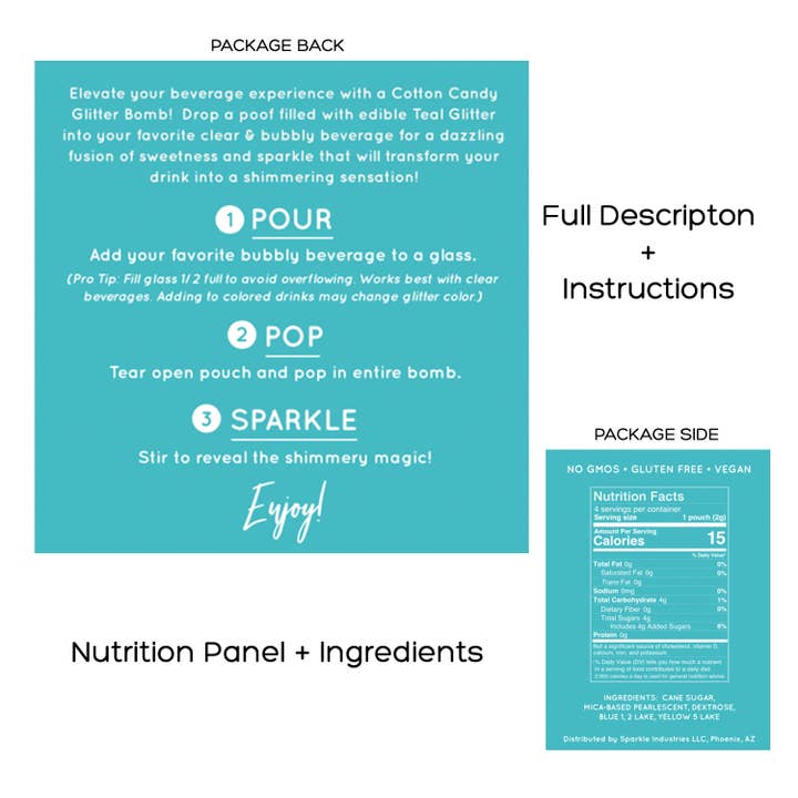 The Glitter Lab - Wholesale Elixir - Teal Drink Glitter Bombs for Cocktails, Mocktails & Bubbly4