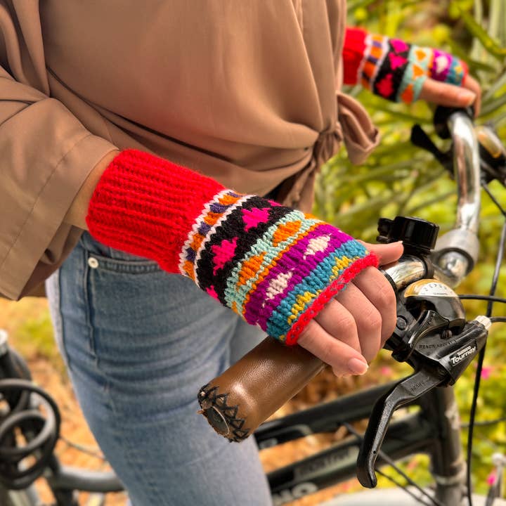 miglo - Wholesale Gloves - Women's - Boho Handmade Fingerless Gloves Red0