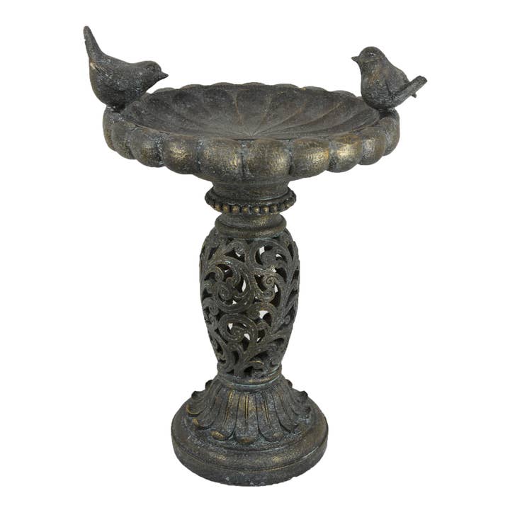 Bronze Polyresin Bird Bath - 23395 for wholesale on Faire