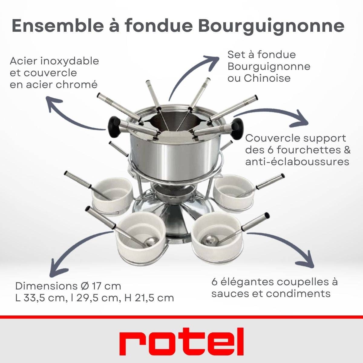 Zenker - Vente Appareils électroménagers - Ensemble à fondue bourguignonne pour 6 personnes, diamètre 17 cm Rotel Swiss Tradition2