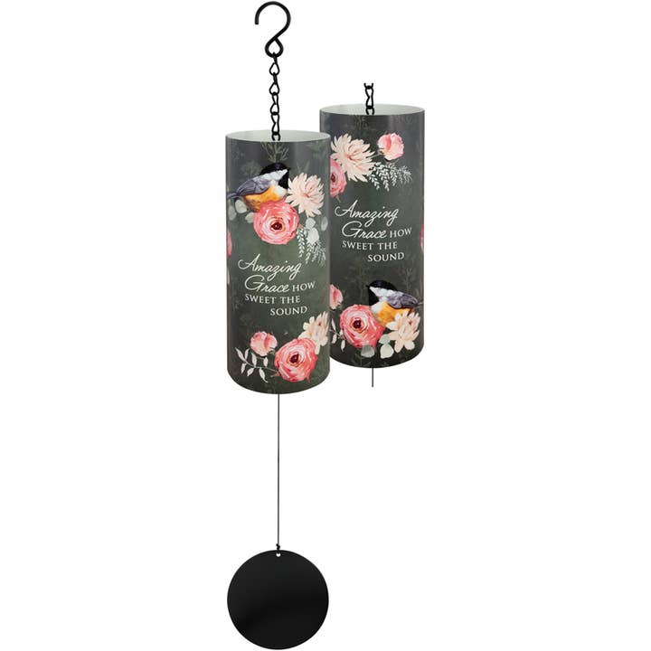 Gift & Garden by Carson - Wholesale Wind Chime - "Amazing Grace How Sweet The Sound" Varnish Cylinder Sonnet