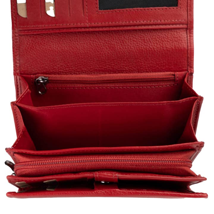Greenwood – Großhandel Brieftasche – Damen – Yuki Große Geldbörse Damen Portemonnaie Leder Rot RFID