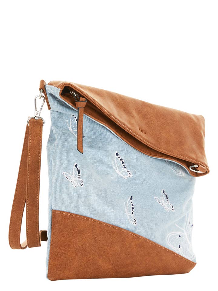 “Jeans Butterfly” shoulder bag in blue for wholesale by Bernardo Bossi