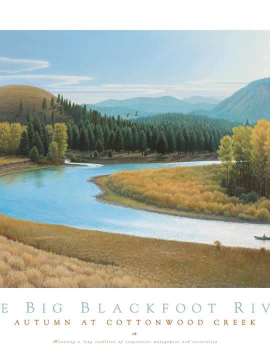 Autunno sul Big Blackfoot River sul Cottonwood Creek - Autografato per la vendita all'ingrosso da parte di Frame of Mind