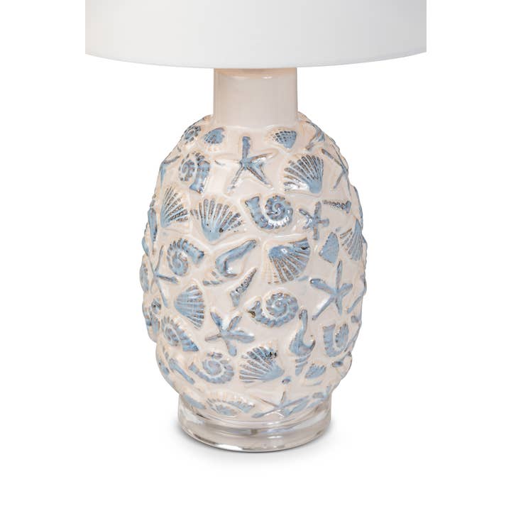 White Blue Ceramic Sea Shell Table Lamps, 3-Way Switch (2-Pack) for wholesale on Faire