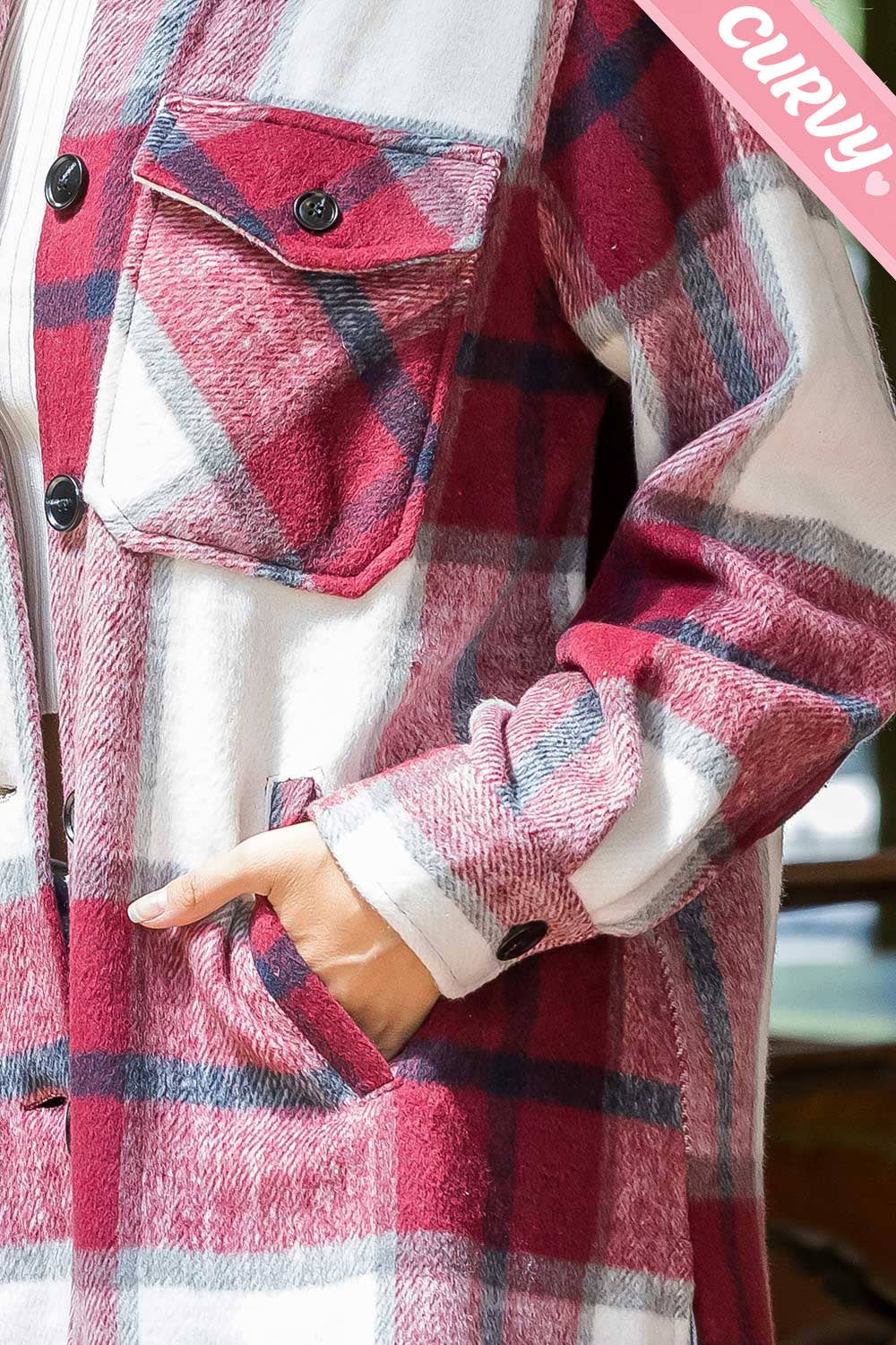 Sweet Lovely by Jen - Wholesale Shirt Jacket/Shacket - Women's - OUTERWEAR PLUS SIZE  FLANNEL  SHACKET 42