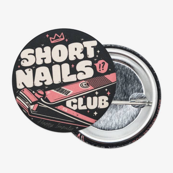 Short Nails Club – Women Loving Women Pride Button – 1.5in for wholesale by Happy Impulse