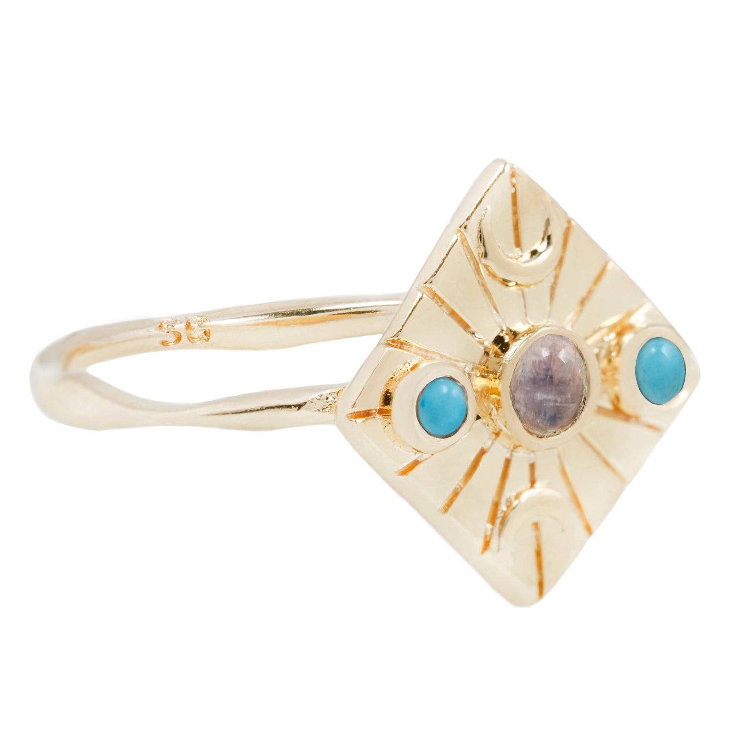 Studio Grun – wholesale Multi-stone ring – Compass Ring in Moonstone/Turquoise/Gold1