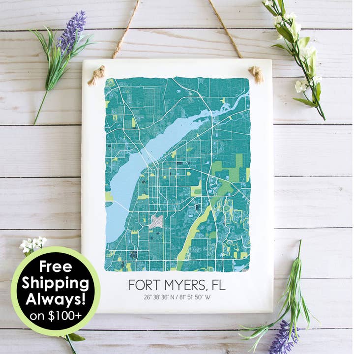 Fort Myers Florida Map Wall Tile - Ceramic Tile Wall Art for wholesale by Sparks House Co.