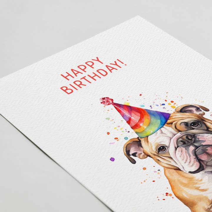 Blue Thistle - Wholesale Birthday Card - Bulldog Birthday Card, Dog Birthday Card