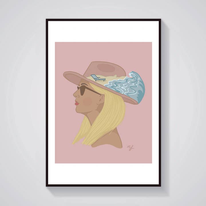 Seaside Beach Hat 8X10 Giclee Print for wholesale by Nessa Lauraine