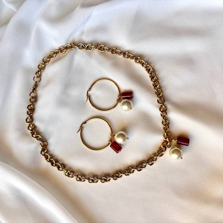 OE! - Venta al por mayor Collares con colgantes/abalorios - Ruby Radiance - Collar con cadena