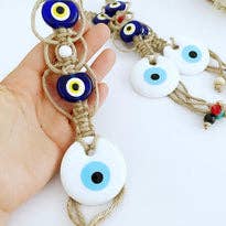 Perlina bianca Evil Eye, da appendere alla parete, Macramè per la vendita all'ingrosso da parte di Evileyefavor
