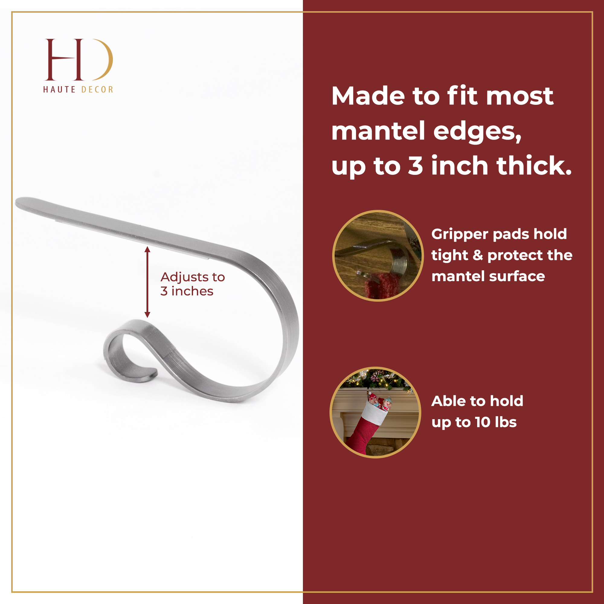 Haute Decor - Wholesale Christmas Decoration - The Original MantleClip® Stocking Holder - Oil-Rubbed Bronze4