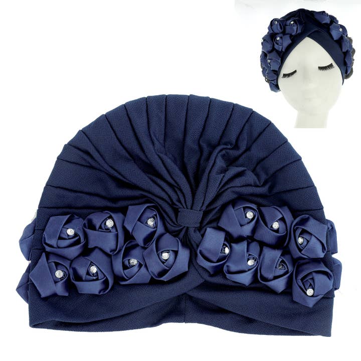 SP Sophia Collection - Wholesale Fashion Headband - Women's - Floral Rhinestone Crystal Studded w/ Front Bow Turban