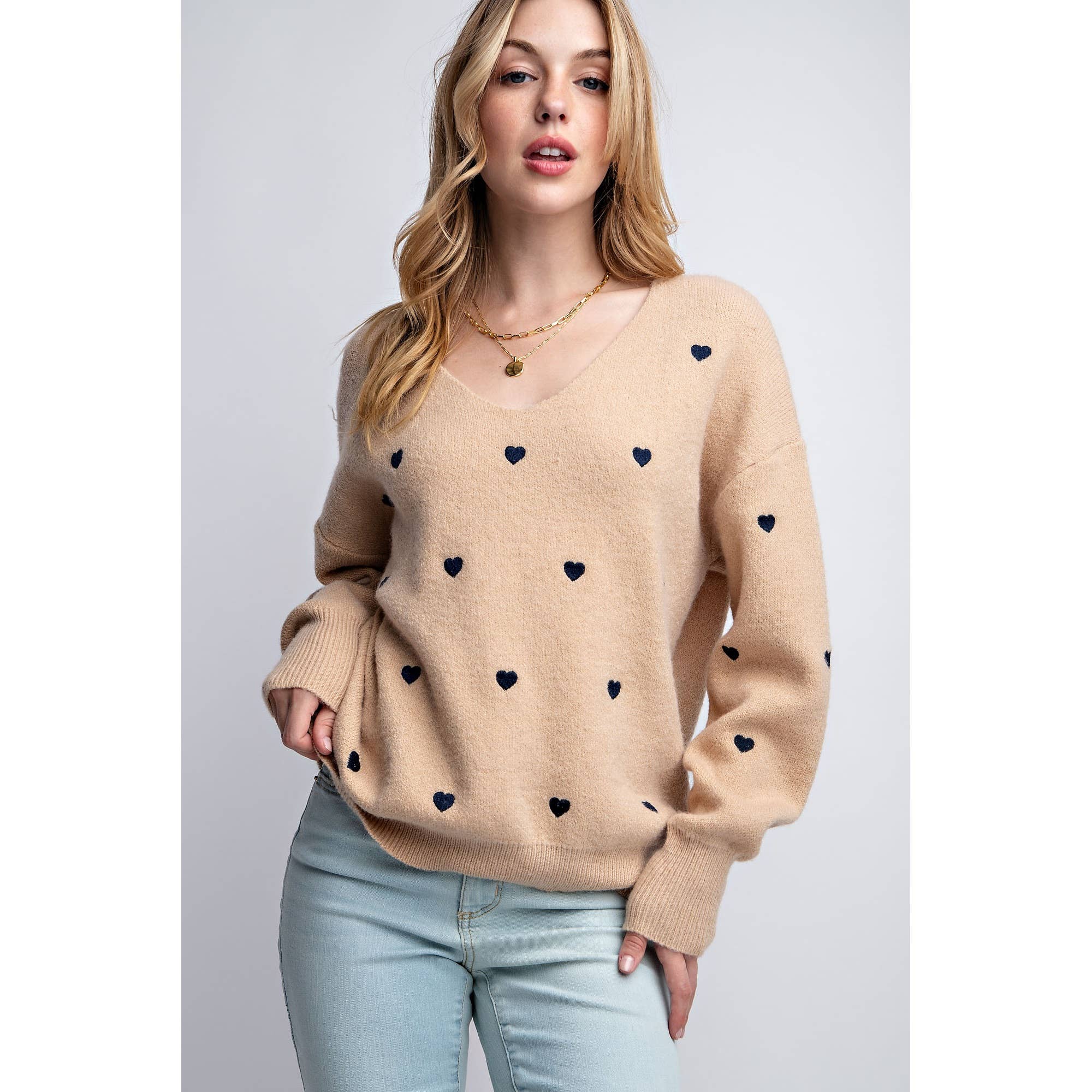 Sweet Generis - Wholesale Knit Sweater - Women's - HEART PATTERN BOXY KNIT PULLOVER SWEATER18