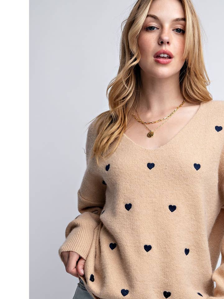 Sweet Generis - Wholesale Knit Sweater - Women's - HEART PATTERN BOXY KNIT PULLOVER SWEATER24