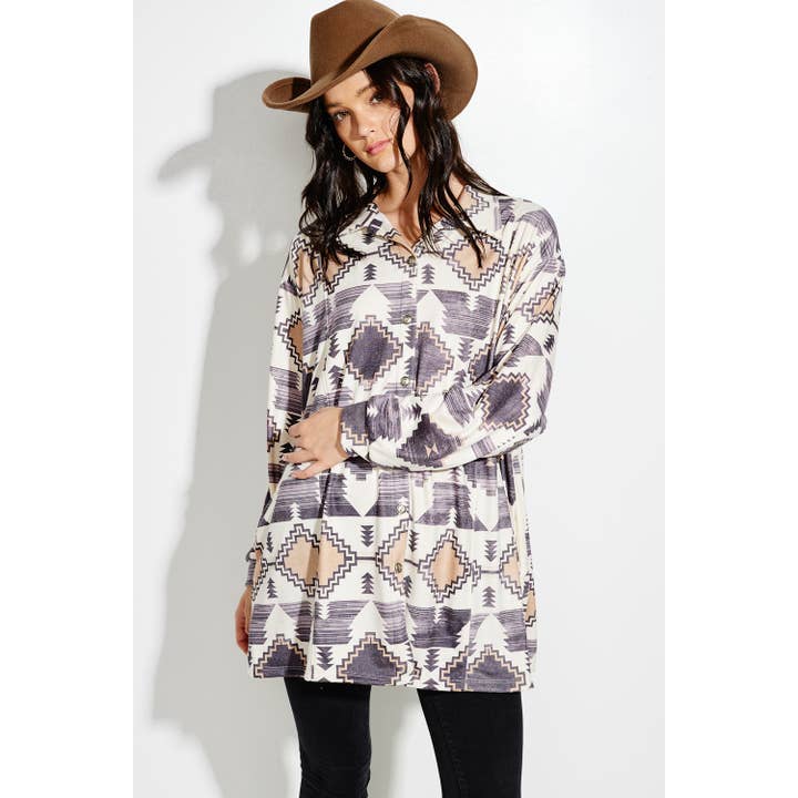 Manteau en tricot à imprimé bohème aztèque pour la vente par Phil Love