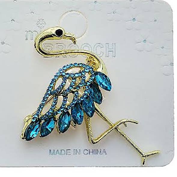 Rhinestone Crane Brooch for wholesale by Atlas Fashion
