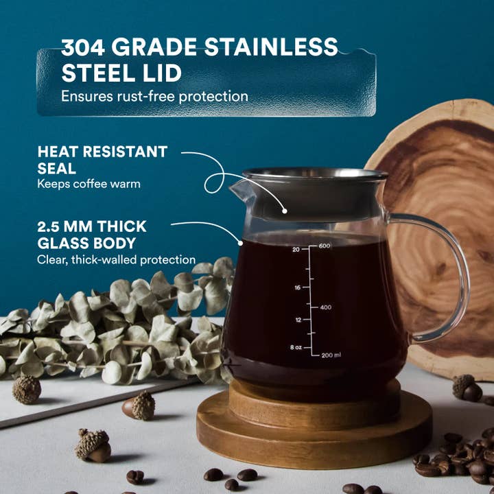 Ovalware - Wholesale Coffee mug - Glass Range Coffee Server For Pour Over Coffee & Tea | 600ml | Microwave Safe2