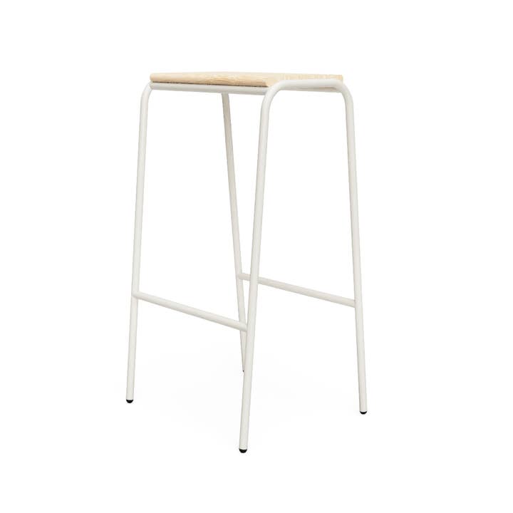 Stacking Bar Stool No. 2 - Silk Grey / Solid Oak for wholesale by Absalom Classics