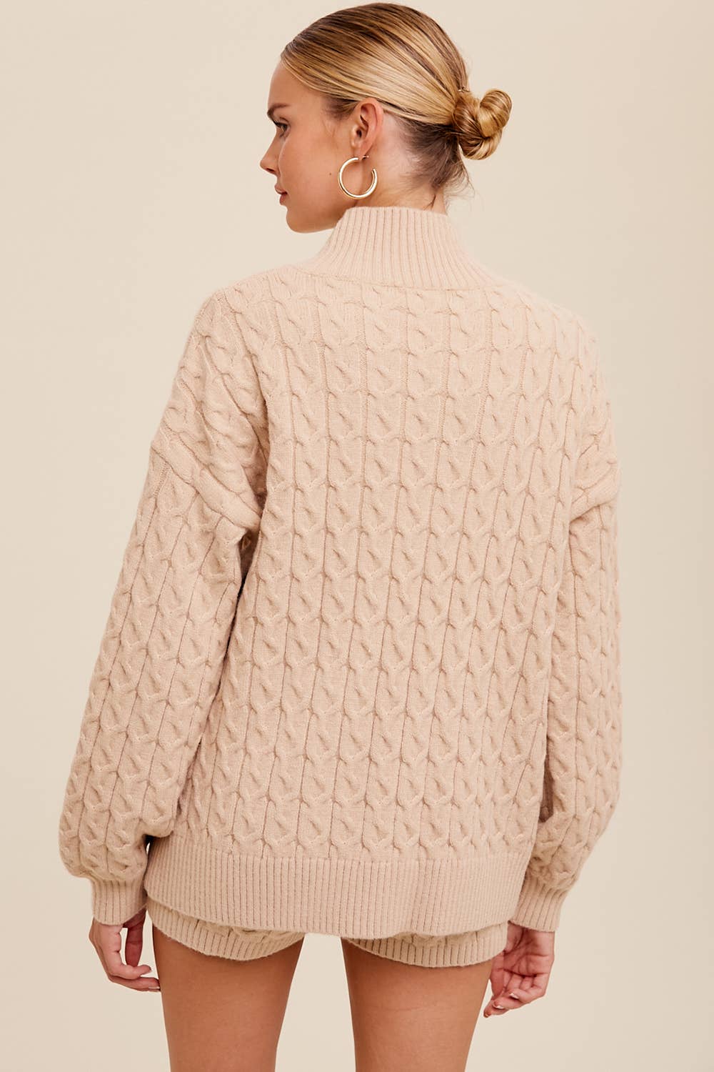 Listicle - Wholesale Lounge Set - Women's - Cable Knit Mock Neck Sweater Set LWSET01318