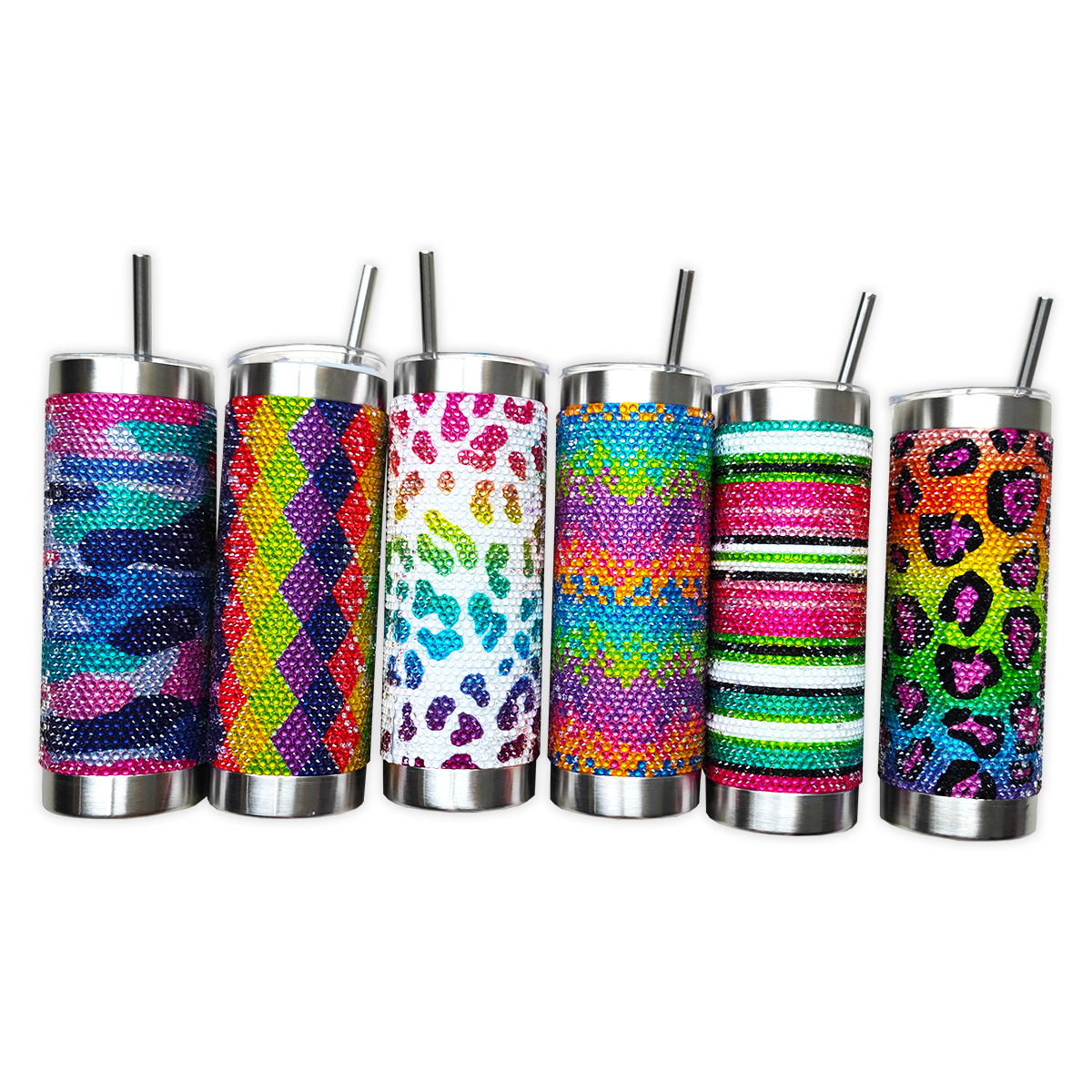 Novelty Closeout - Wholesale Insulated Mug/Tumbler - Insulated Cup 24 oz Glitz & Glam Rhinestone Bulk Assortment0