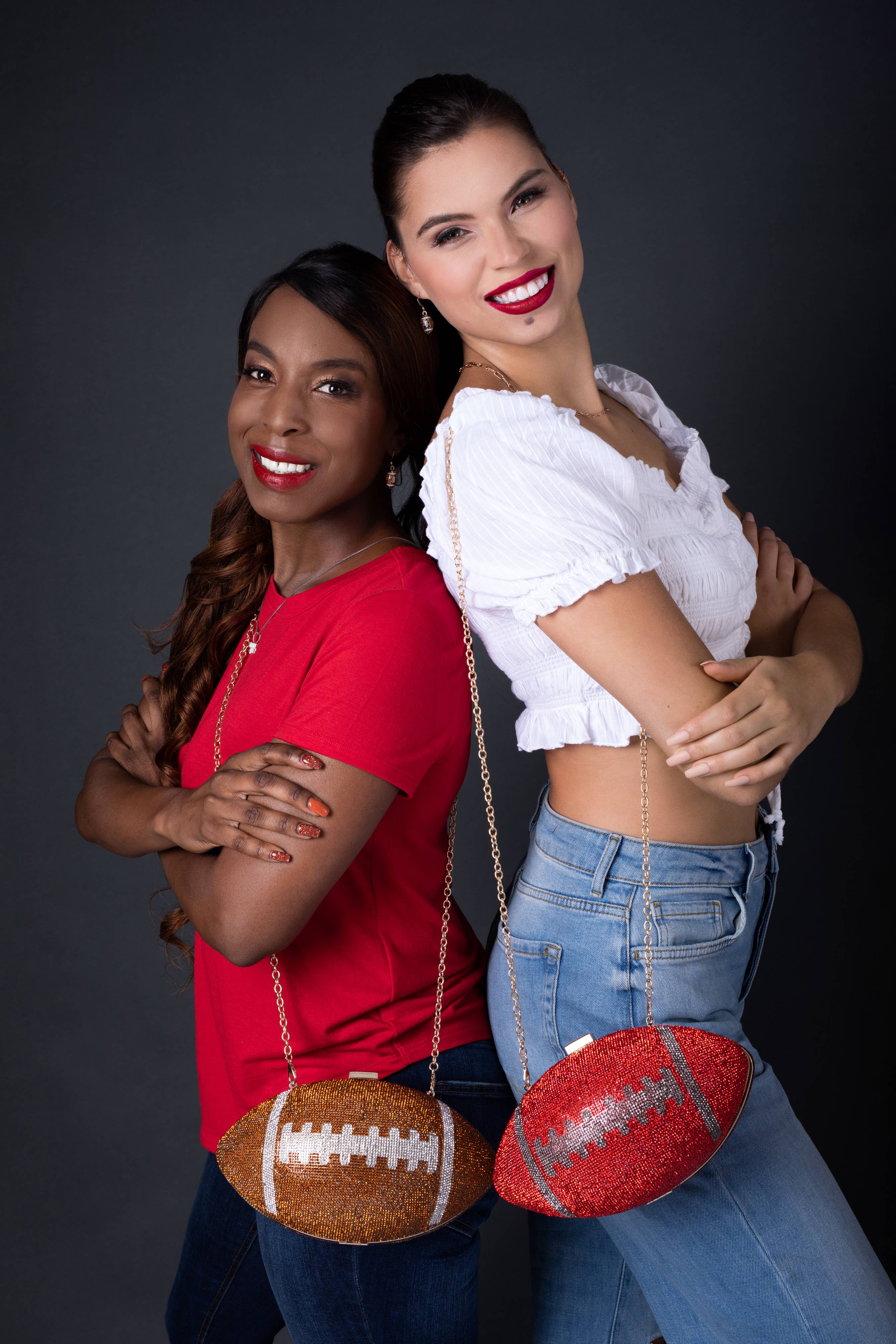 REMOVED BRAND – Engroshandel Crossbodytaske - Dame – Fodboldtasker! Lyserøde & hvide rhinsten brystkræft AWR3