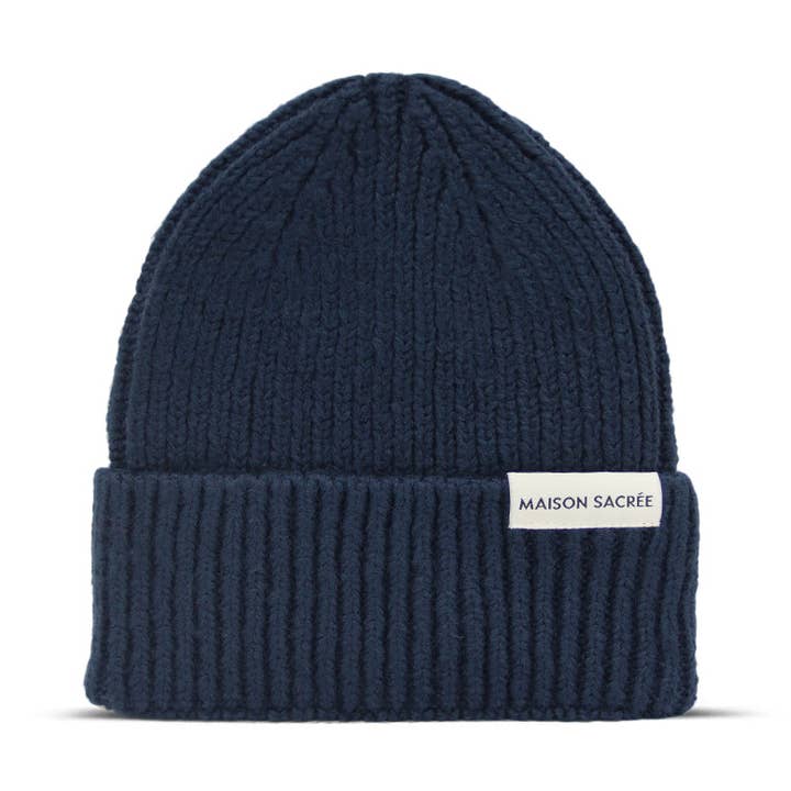 MS Navy Knitted Beanie for wholesale by Maison Sacrée