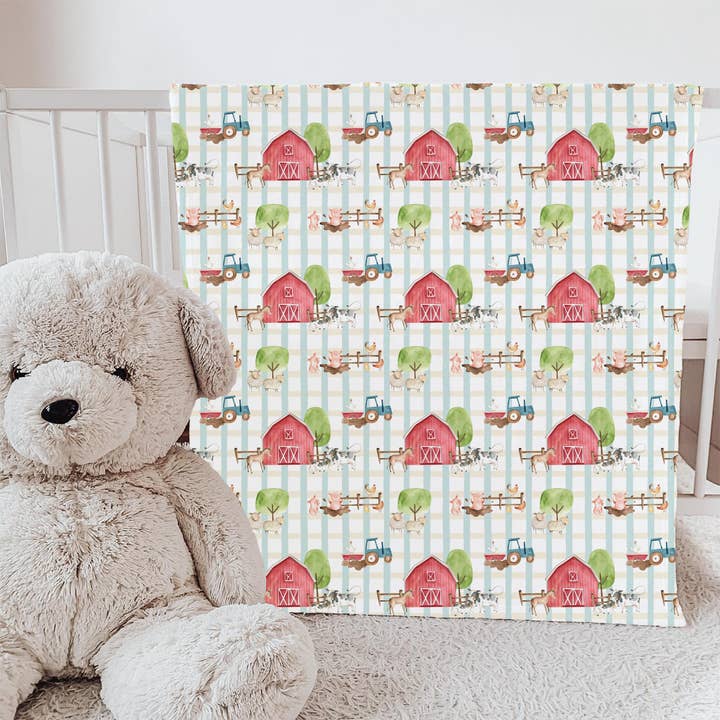 Manta de Minky para Bebé y Niño Pequeño - Granja Old McSnuggles 30x40 para venta al por mayor de Hey Peanut Shop