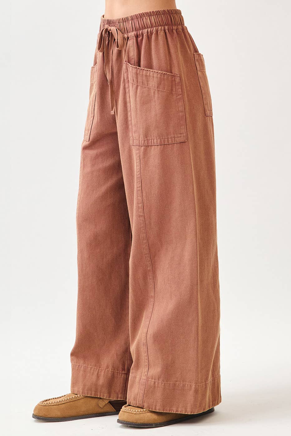 mittoshop - Wholesale Pants - Women's - MINERAL WASH WIDE LEG ELASTIC WAIST TWILL PANTS9