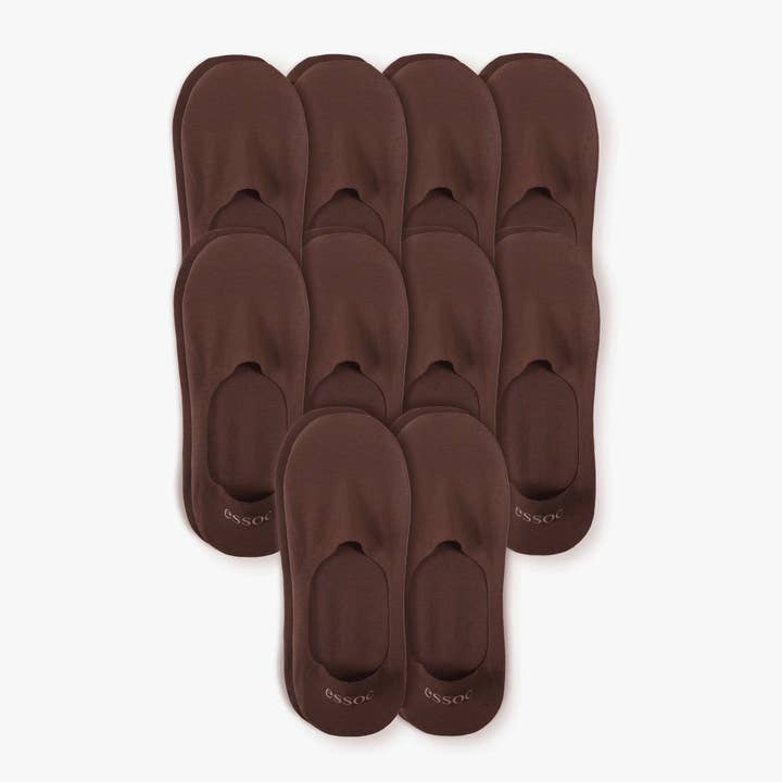 Unisex Cotton No Show Socks 10-Pack | Espresso Brown for wholesale by essoc
