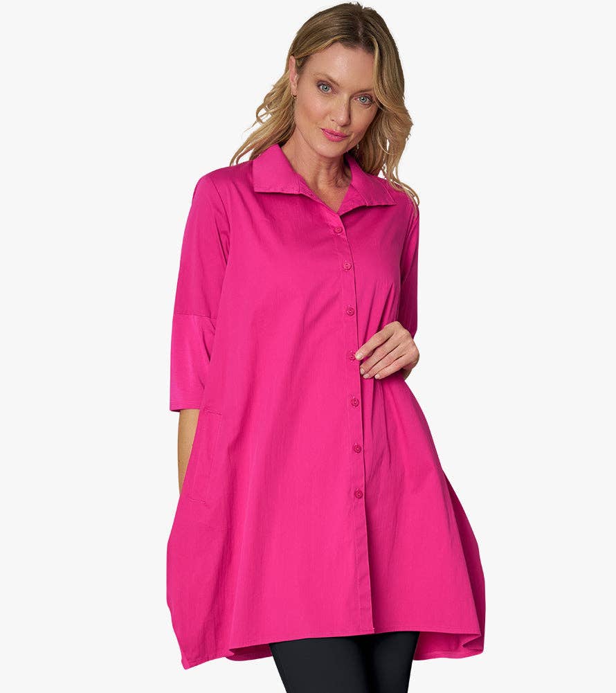 Stella Carakasi - Wholesale Tunic - Women's - Women's 3/4 Sleeve A-Line Cotton Poplin Tiburon Tunic Icon22