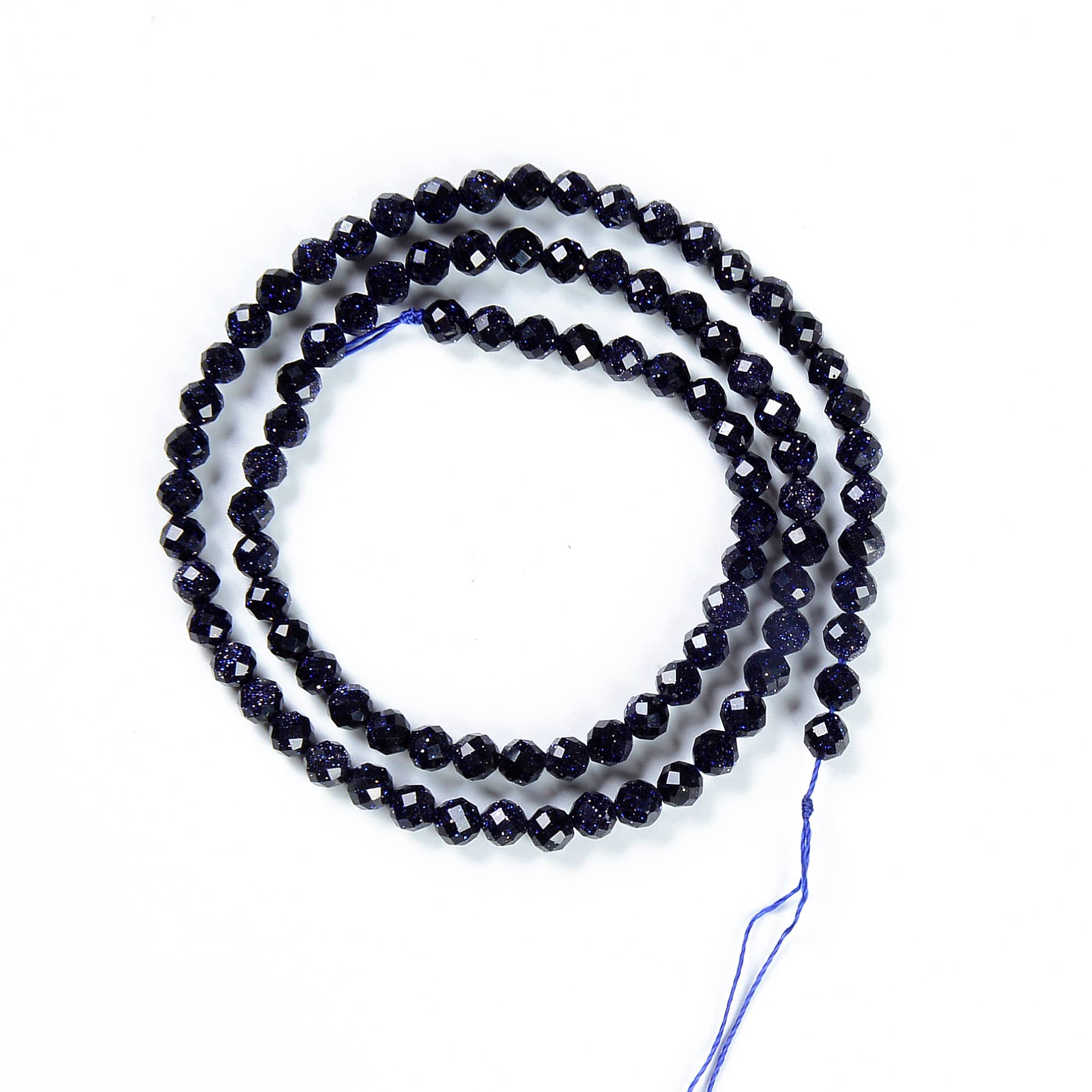 Beads Creation – wholesale Beads – Night Sky Blue Sandstone Genuine Faceted Round Beads PRP4961