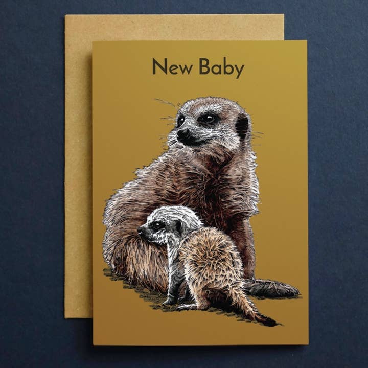 Some Ink Nice – Großhandel Babykarte – Erdmännchen-New-Baby-Karte, Erdmännchen-Karte, Tier-Karten
