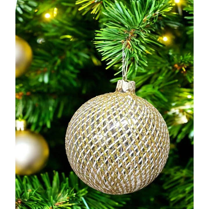 Glass by Iness - Vente Objets de décoration - Décoration en verre soufflé doré - Boule disco - Ornement transparent - Fabriqué à la main en Ukraine - Peint à la main - Ornement souvenir - Verre naturel2