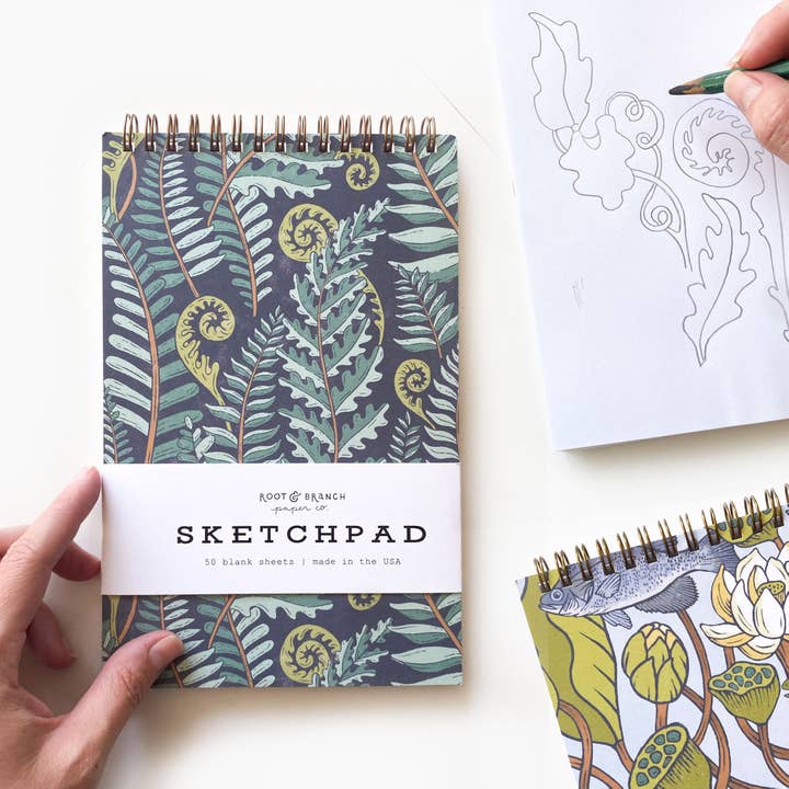 Root & Branch Paper Co. - Vendita all'ingrosso Sketchbook/blocchi per schizzi - Blocco da disegno con rilegatura a spirale Forest Fern1