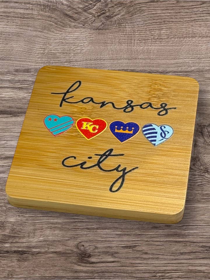 UV Printed Kansas City Sports Wooden Coaster for wholesale by Designed To Flaunt