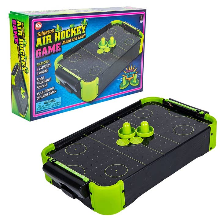 NEON TABLETOP AIR HOCKEY GAME 20"x12.25" LLB kids toys for wholesale by La Luna Bella - Toys