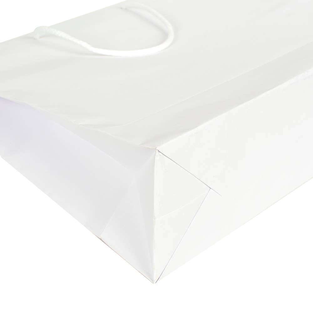 Matte White Luxury Laminated Paper Bag for wholesale on Faire4