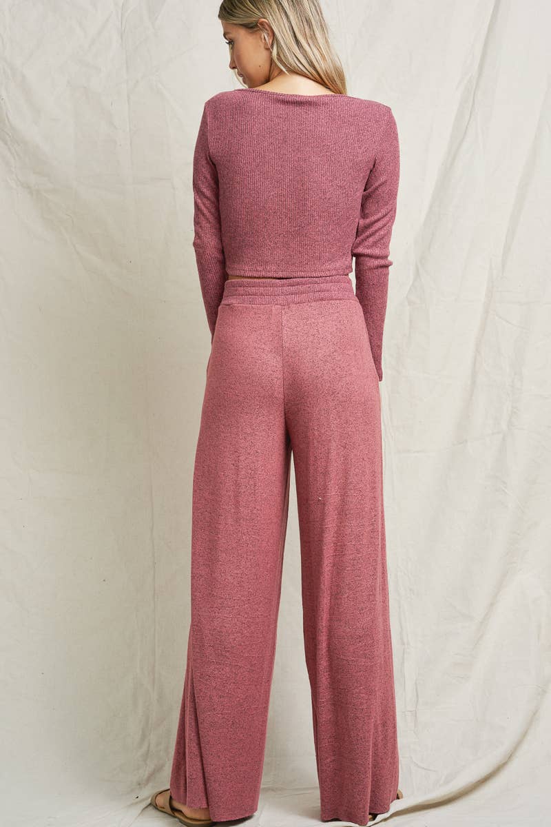 lalamia - Wholesale Top & Pant Set (NOT Loungewear) - Women's - MST28113-MAUVE6