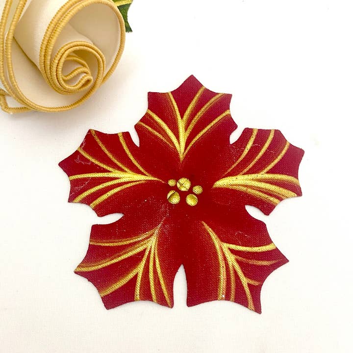 Botanic Hollyberry Napkin Rings-to-Coaster, Red for wholesale by Carole Shiber Designs