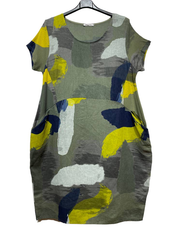 LINEN & COTTON HOUSE - Wholesale Tunic - Women's - TUNIC IN LINEN 3533 ABSTRACT PRINT PLUS SIZE