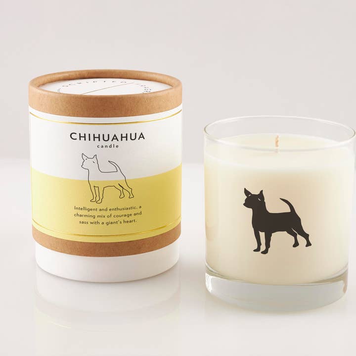 Scripted Fragrance - Wholesale Jar/Filled Candle - Chihuahua Dog Soy Candle in Drinking Glass Two-In-One Gift0