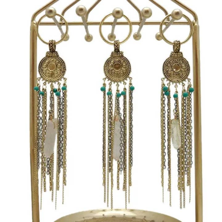 Crystal Keychain with Quartz and Turquoise Howlite for wholesale by Rock Paradise