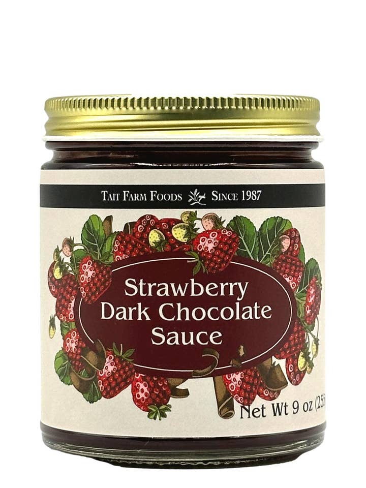 Strawberry Dark Chocolate Sauce for wholesale by Tait Farm Foods