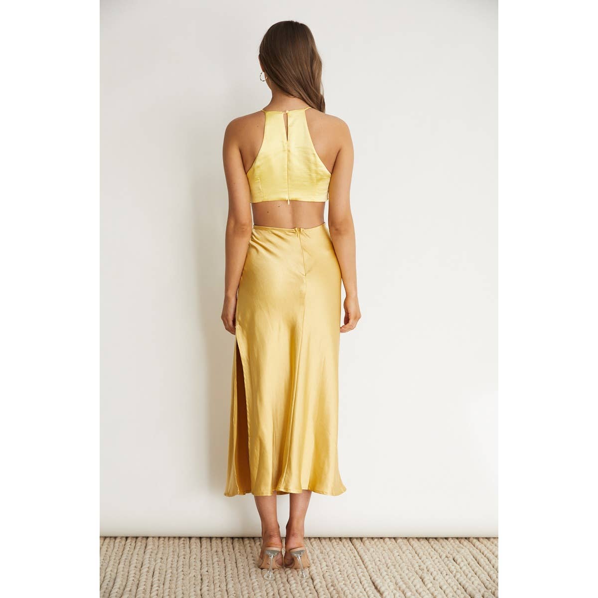 Yellow CUT OUT BODICE MAXI DRESS / CM1928J for wholesale on Faire2