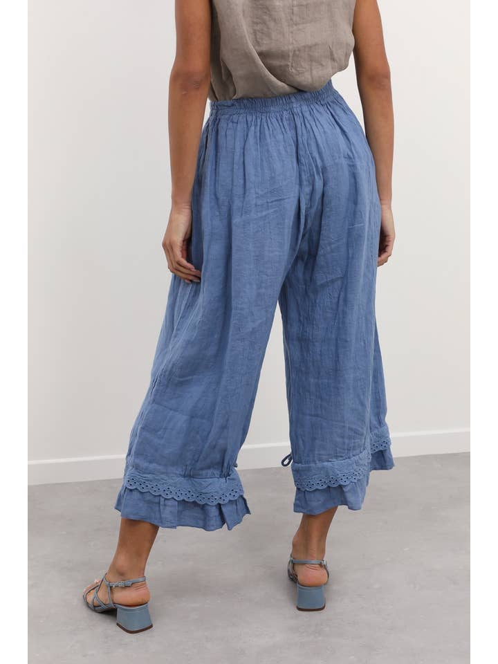 la maison des fibres naturelles - Wholesale Pants - Women's - Fancy eyelet embroidery trousers 9204 100% linen