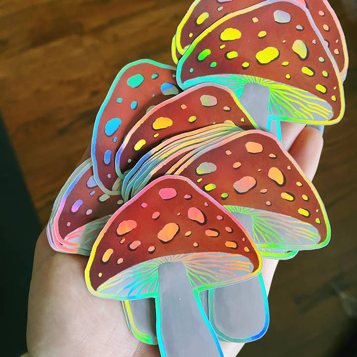 Jess Weymouth - Wholesale Sticker - Mushroom Holographic Sticker1