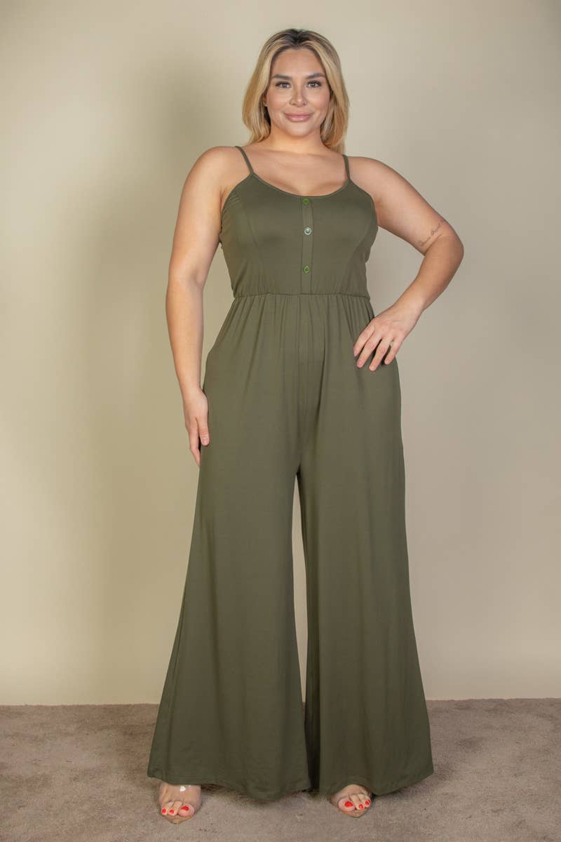 CAPELLA APPAREL - Wholesale Jumpsuit - Dames - Jumpsuit met wijde pijpen en knopen voor dames in grote maten7